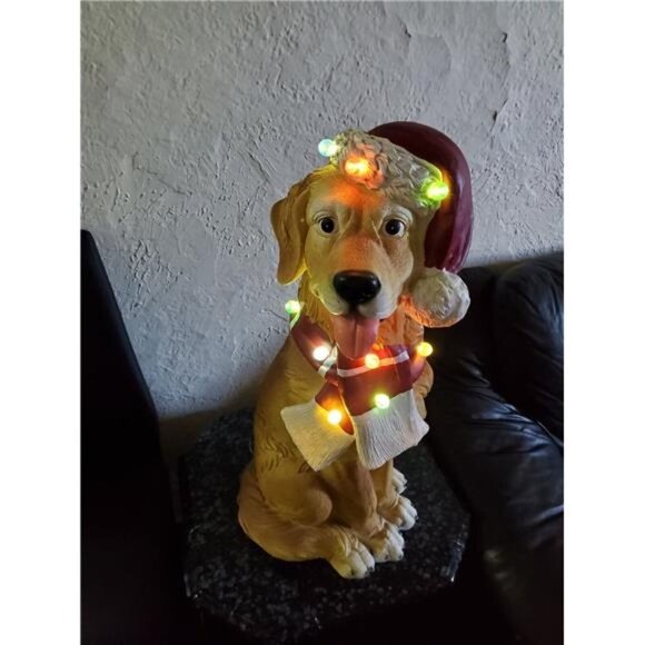 Christmas Holiday 28" Color-Changing LED Dog Statuary - Picture 4 of 9